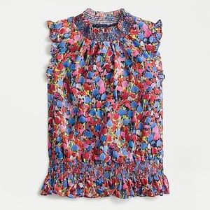 J. Crew Sleeveless Floral Ruffle Mock Neck in Watercolor Floral – Sz 2